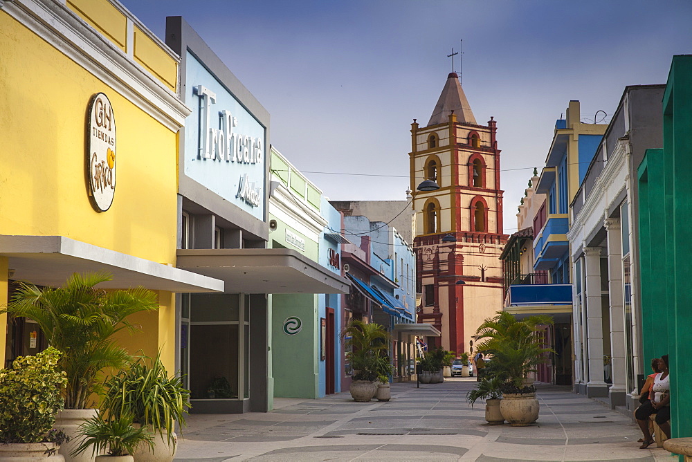 Pedestrian street leading to Iglesia De Nuestra Senora de la Soledad, Camaguey, Camaguey Province, Cuba, West Indies, Caribbean, Central America