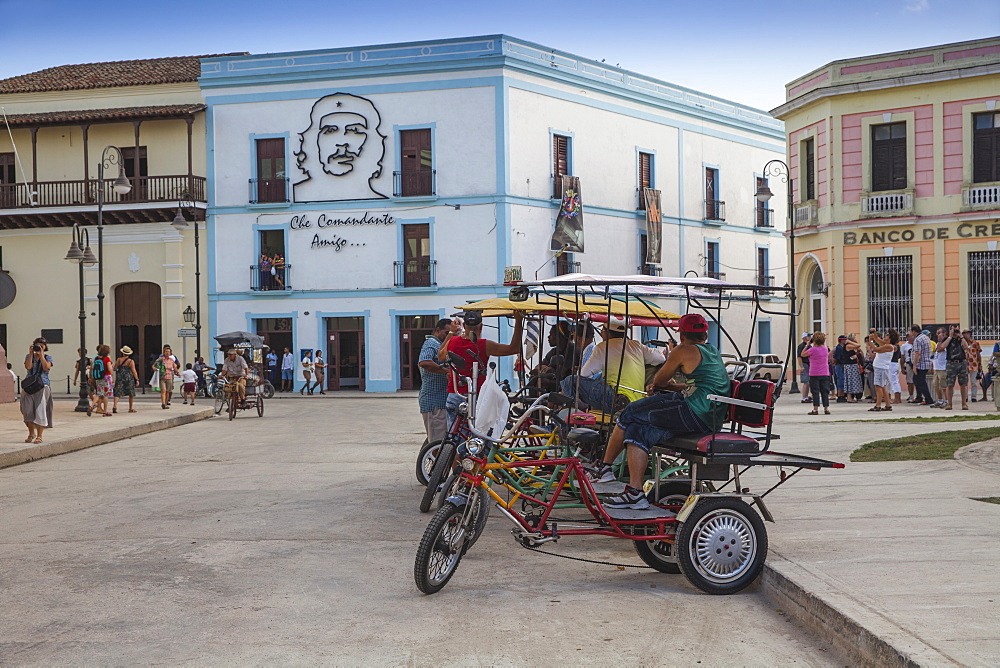 Bici-taxis in Plaza de los Trabajadores, Camaguey, Camaguey Province, Cuba, West Indies, Caribbean, Central America