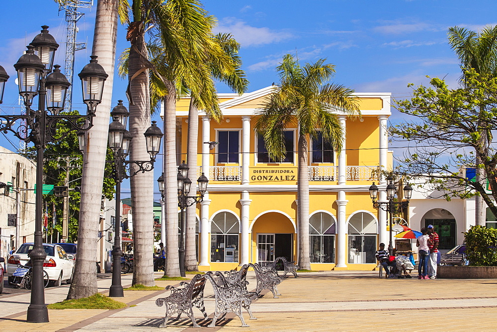 Victorian gingerbread buildings surrounding Central Park, Puerto Plata, Dominican Republic, West Indies, Caribbean, Central America