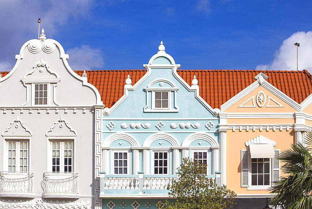 Colonial Dutch architechure near Main Street, Oranjestad, Aruba, Netherlands Antilles, Caribbean, Central America