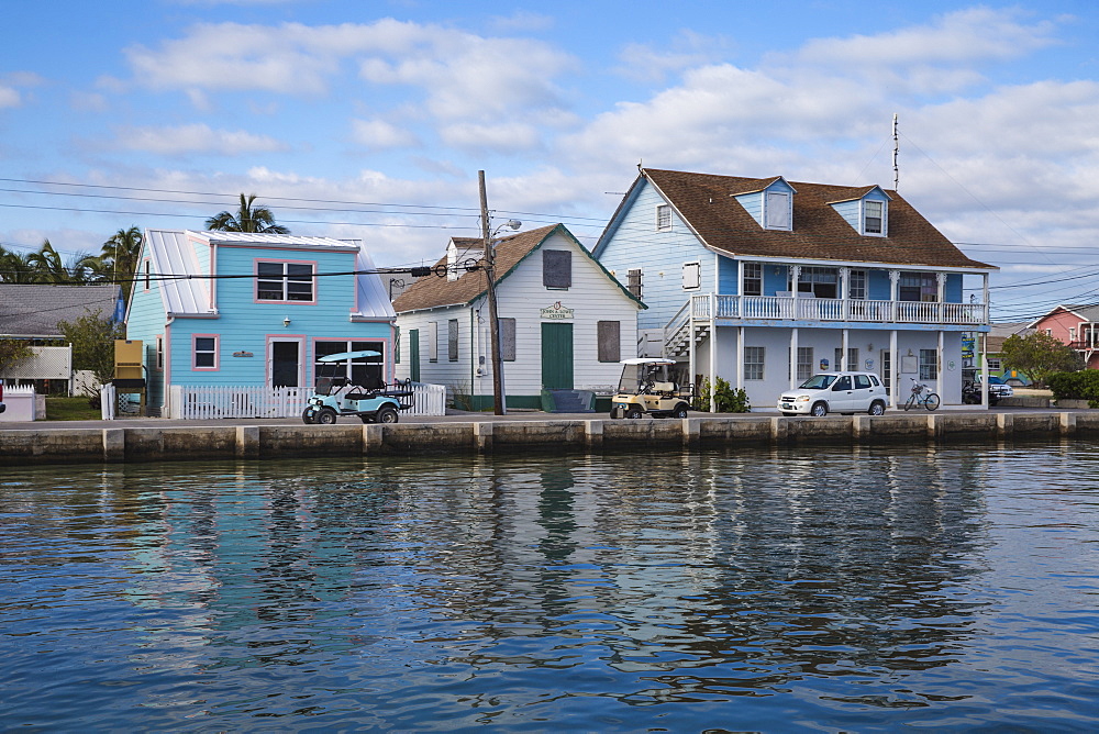 Houses on Bay Street, New Plymouth, Green Turtle Cay, Abaco Islands, Bahamas, West Indies, Central America