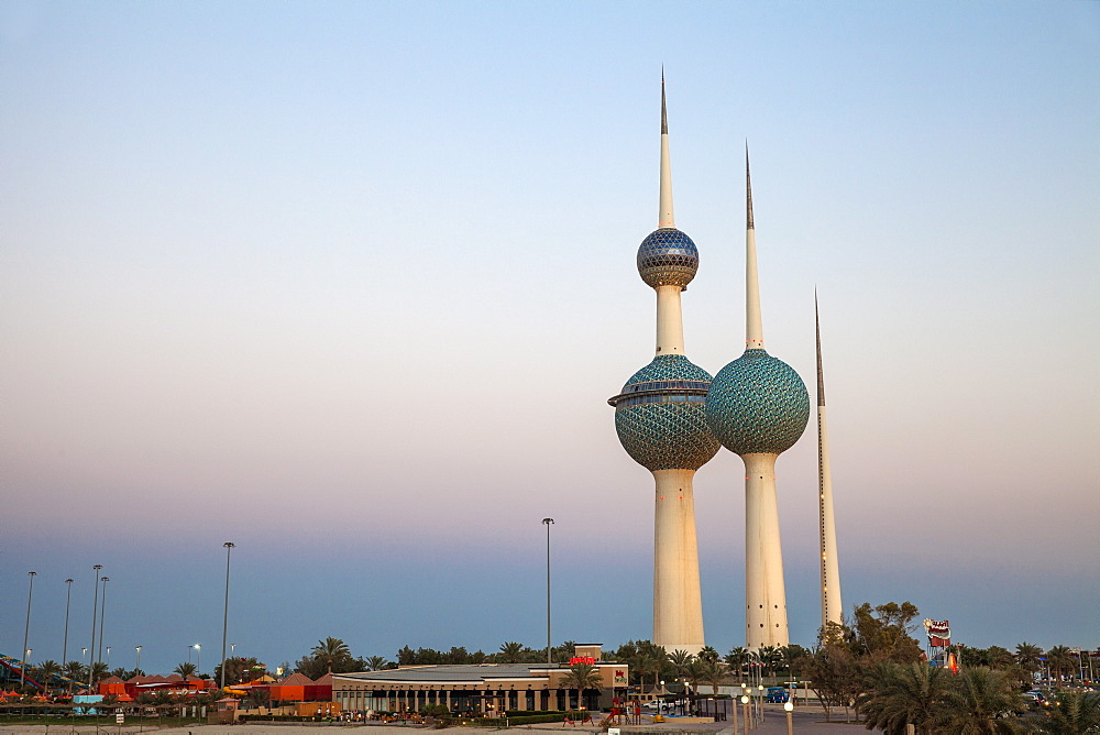 Kuwait Towers at dawn, Kuwait City, Kuwait, Middle East