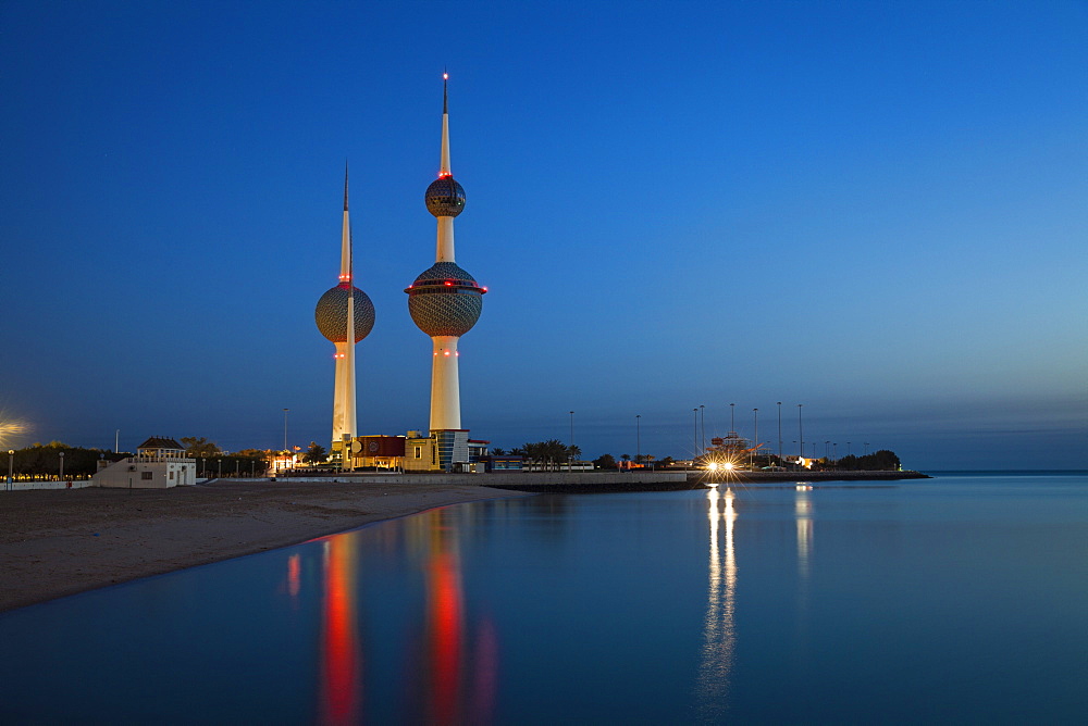 Kuwait Towers at dawn, Kuwait City, Kuwait, Middle East