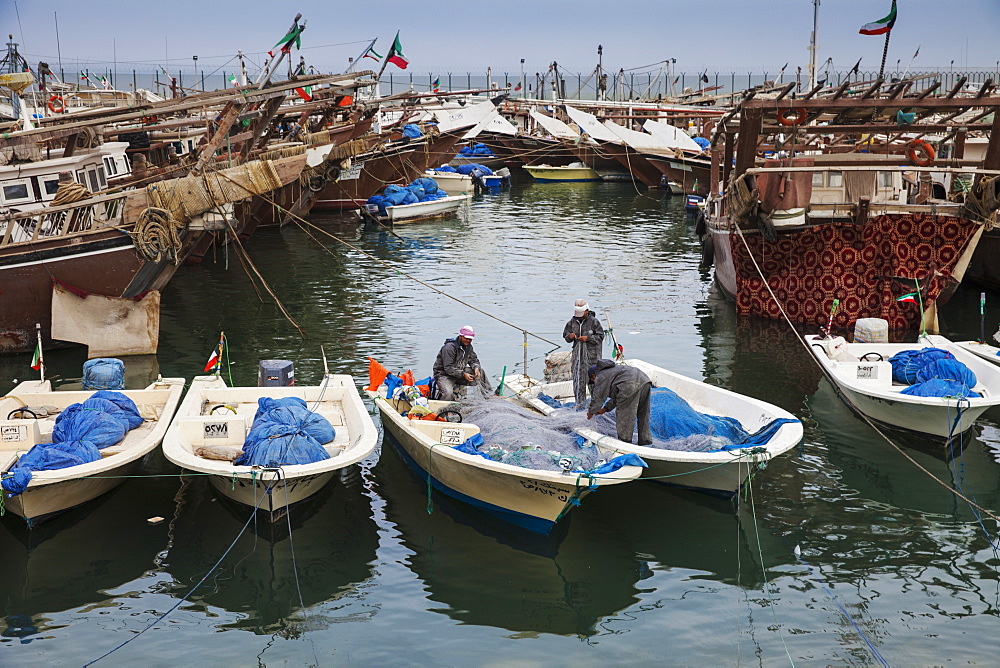 Fishing boats and dhows in the Old Ships port, Kuwait City, Kuwait, Middle East