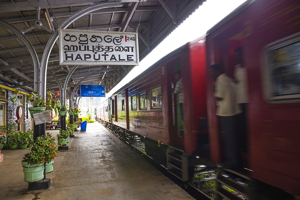 Train at Haputale Train Station, Sri Lanka Hill Country, Nuwara Eliya District, Sri Lanka, Asia 