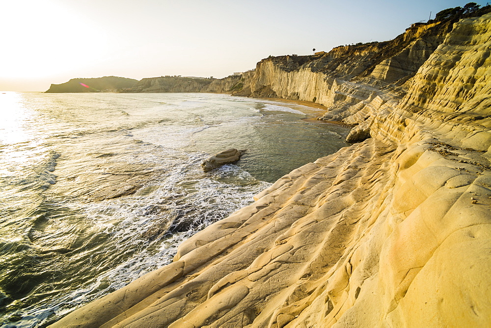 Scala dei Turchi at sunset, Realmonte, Agrigento, Sicily, Italy, Mediterranean, Europe 