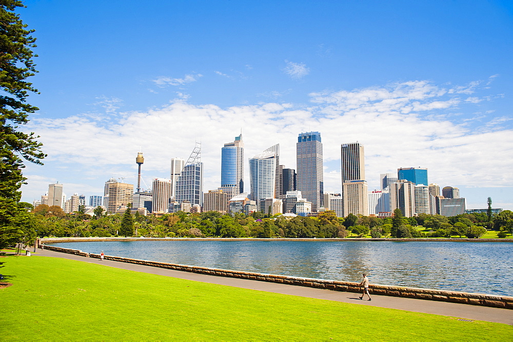 Sydney city centre and central business district (CBD) from Sydney Royal Botanic Gardens, Sydney, New South Wales, Australia, Pacific