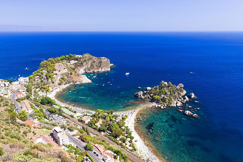 Isola Bella Island and Isola Bella Beach, Taormina, Sicily, Italy, Mediterranean, Europe 