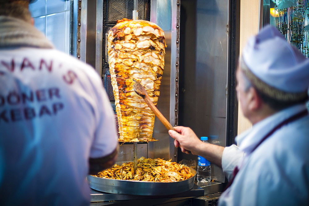 Doner kebab, a typical Turkish food in Istanbul, Turkey, Europe