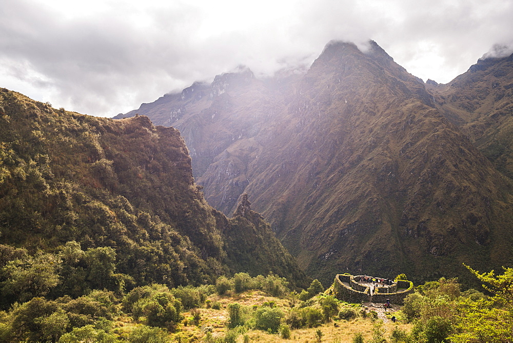 Inca ruins of a Tambo called Runkuraqay on Inca Trail Trek day 3, Cusco Region, Peru, South America