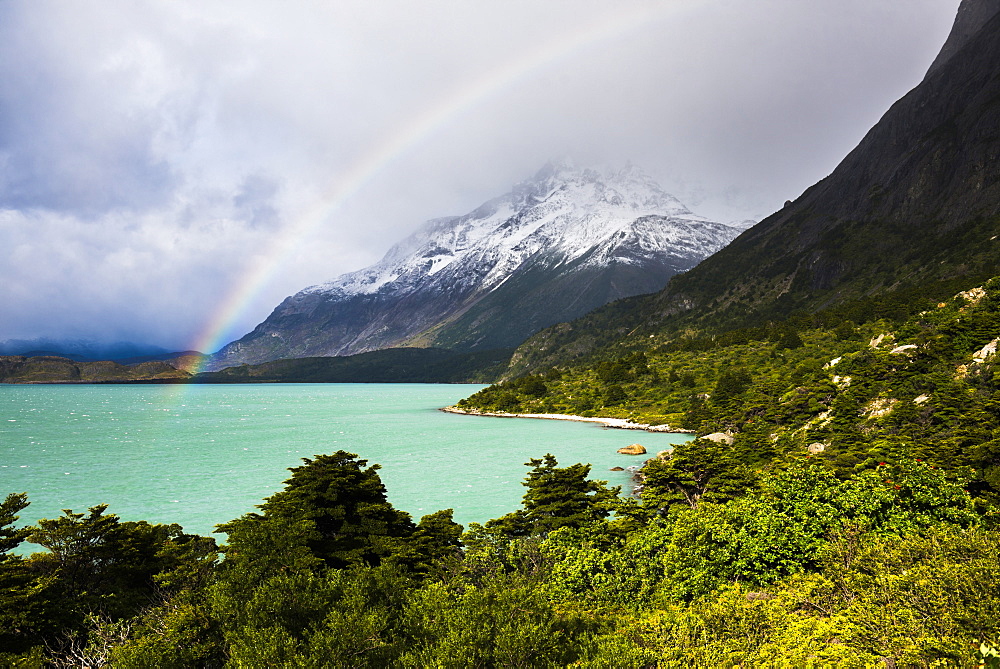 Rainbow at Nordenskjold Lake, Torres del Paine National Park, Patagonia, Chile, South America