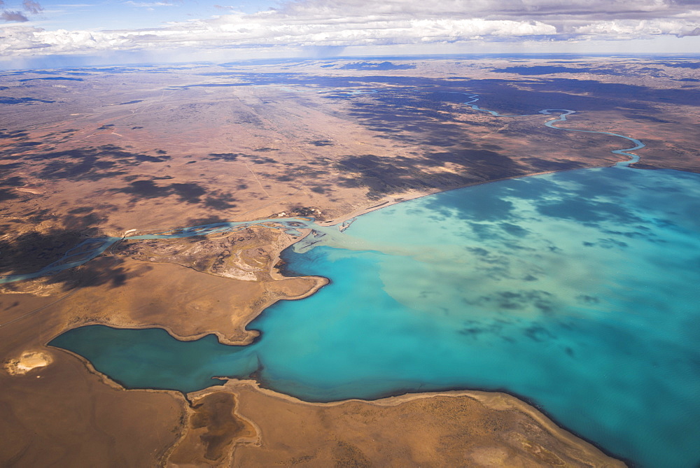 Aerial photo of Lago Argentino (Argentino Lake), El Calafate, Patagonia, Argentina, South America