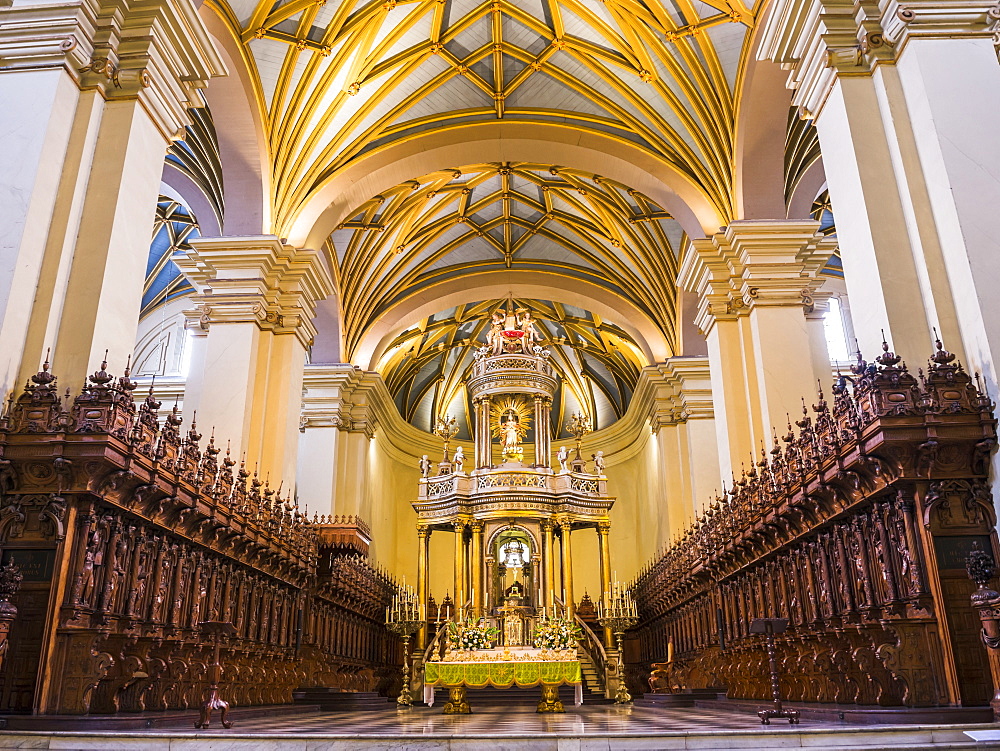 Basilica Cathedral of Lima interior, Plaza de Armas (Plaza Mayor), Lima, Lima Province, Peru, South America