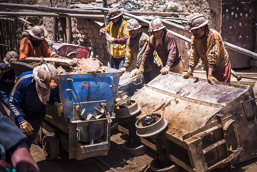 Miners working at Potosi silver mines, Department of Potosi, Bolivia, South America