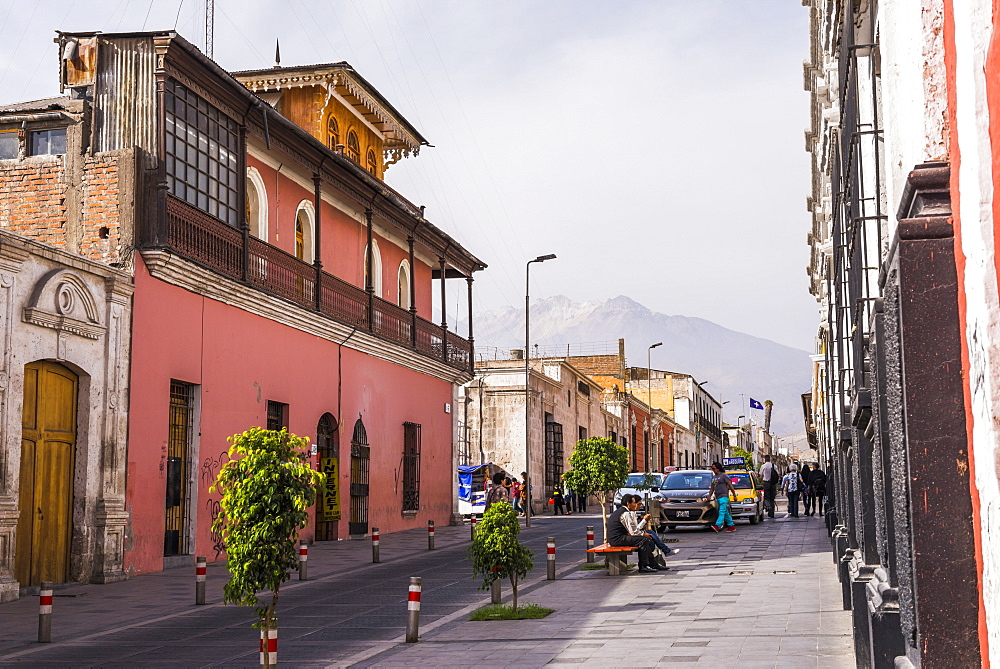 Chachani Volcano seen from Arequipa, Peru, South America