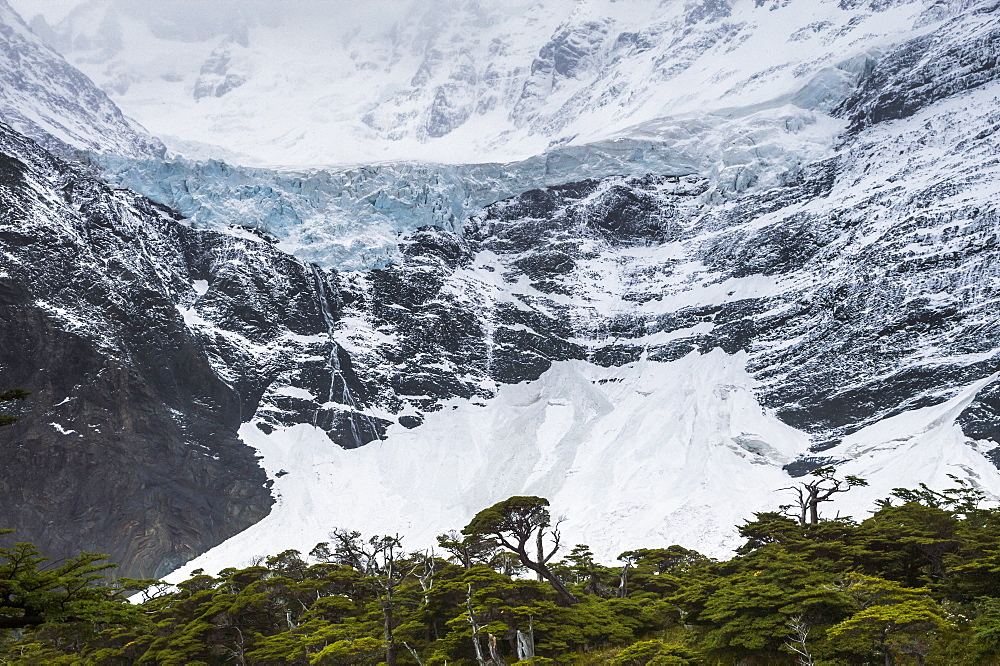 Glaciar Frances, French Valley (Valle Frances), Torres del Paine National Park, Patagonia, Chile, South America