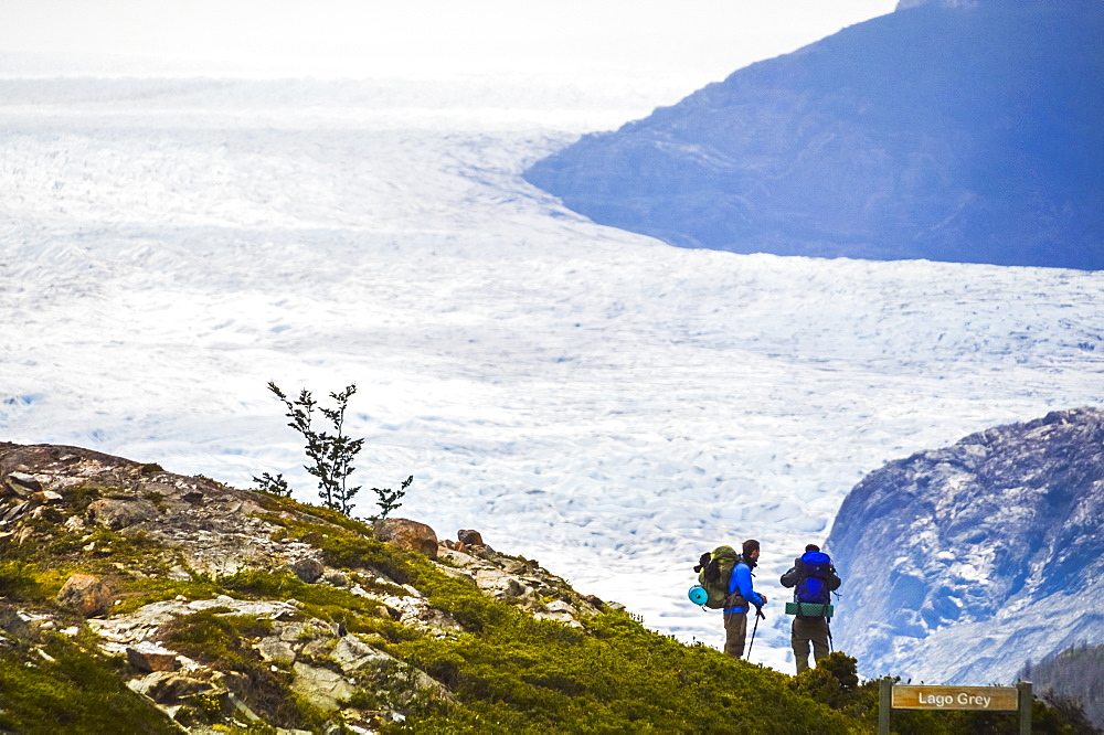 Hiking at Grey Glacier (Glaciar Grey), Torres del Paine National Park, Patagonia, Chile, South America