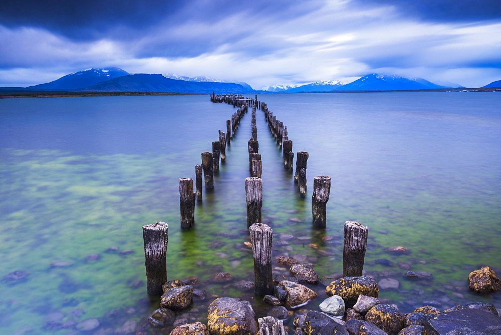 Old pier at Puerto Natales, Ultima Esperanza Province, Chilean Patagonia, Chile, South America, South America