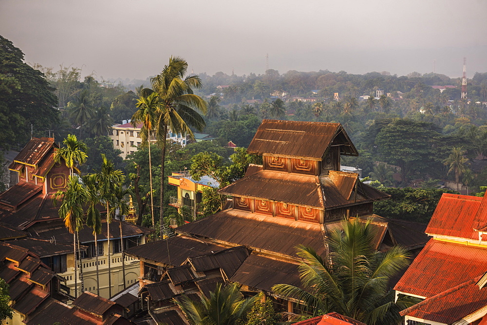 Kyaik Tan Lan Pagoda, the hill top temple in Mawlamyine, Mon State, Myanmar (Burma), Asia