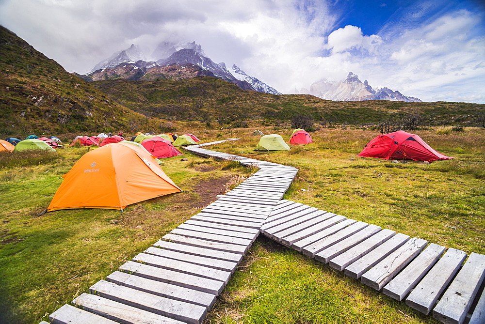 Camping in Torres del Paine National Park, Patagonia, Chile, South America