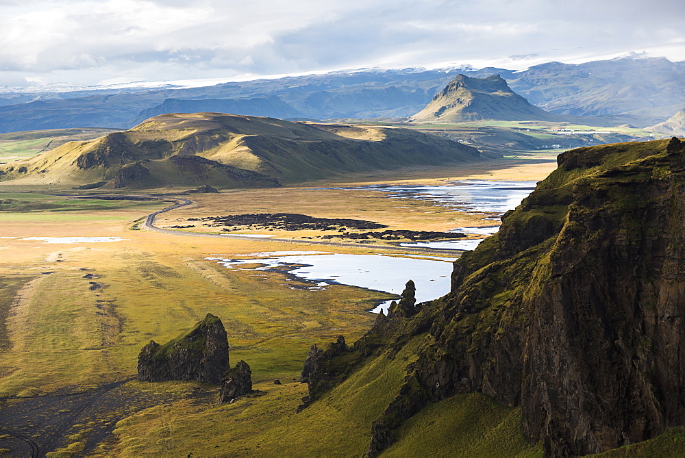 Sunset view from Dyrholaey Peninsula, near Vik, South Iceland (Sudurland), Iceland, Polar Regions