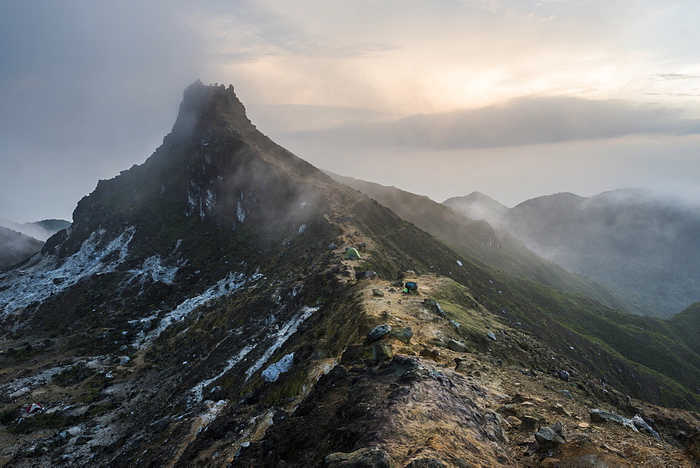 Top of Sibayak Volcano at sunrise, Berastagi (Brastagi), North Sumatra, Indonesia, Southeast Asia, Asia