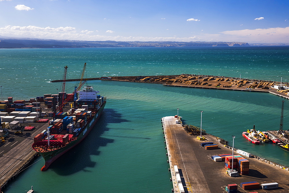 Cargo Ship in Napier Port, Hawkes Bay Region, North Island, New Zealand, Pacific