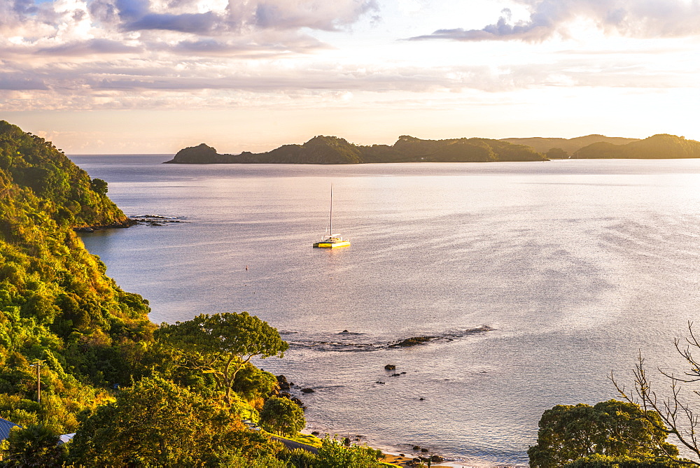 Bay of Islands at sunrise, seen from Russell, Northland Region, North Island, New Zealand, Pacific