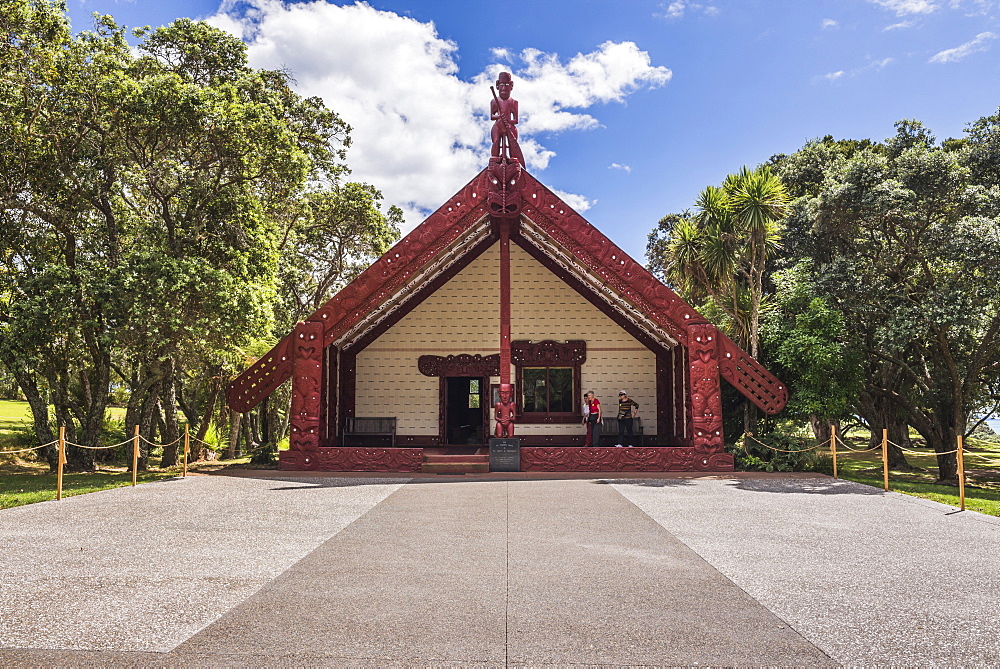 Maori Meeting House, Waitangi Treaty Grounds, Bay of Islands, Northland Region, North Island, New Zealand, Pacific