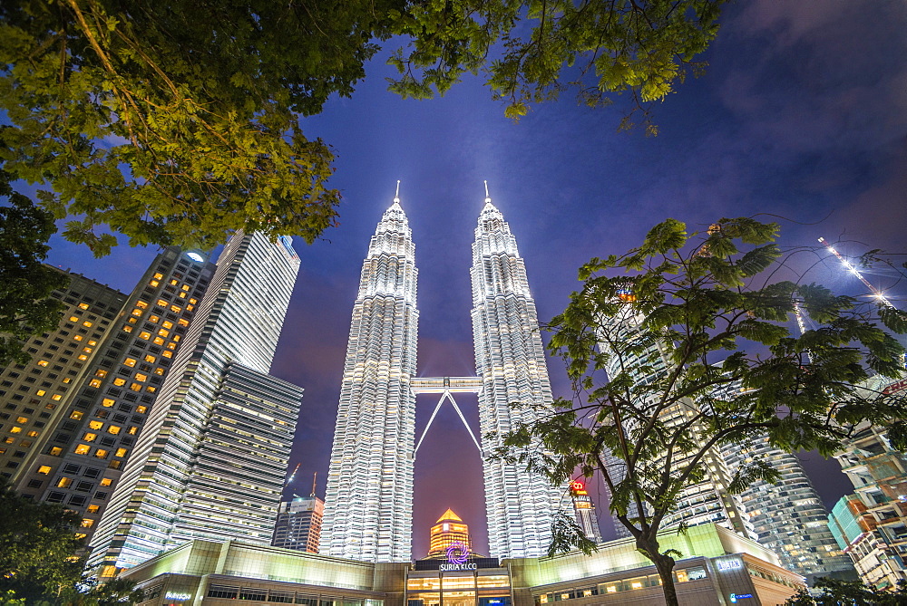 Petronas Twin Towers at night, Kuala Lumpur, Malaysia, Southeast Asia, Asia