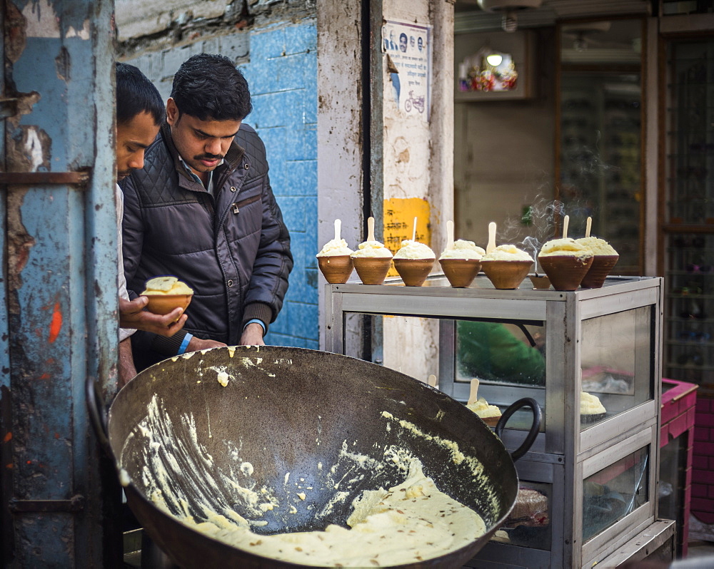 Malaiyo, a traditional sweet food of Varanasi, Uttar Pradesh, India, Asia