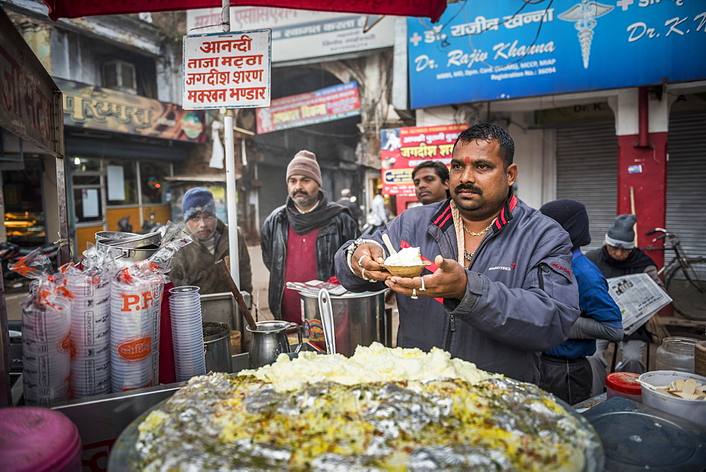 Malaiyo, a traditional sweet food of North India, Lucknow, Uttar Pradesh, India, Asia