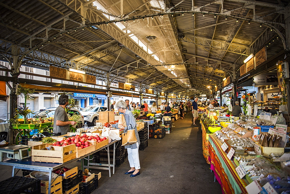 Marche Provencal, the covered market in Antibes, Provence-Alpes-Cote d'Azur, French Riviera, France, Europe