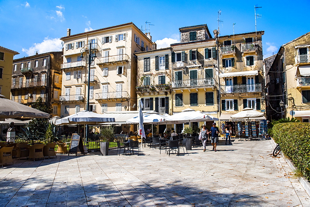 Public square in old town of Corfu, Corfu Island, Ionian Islands, Greece, Europe