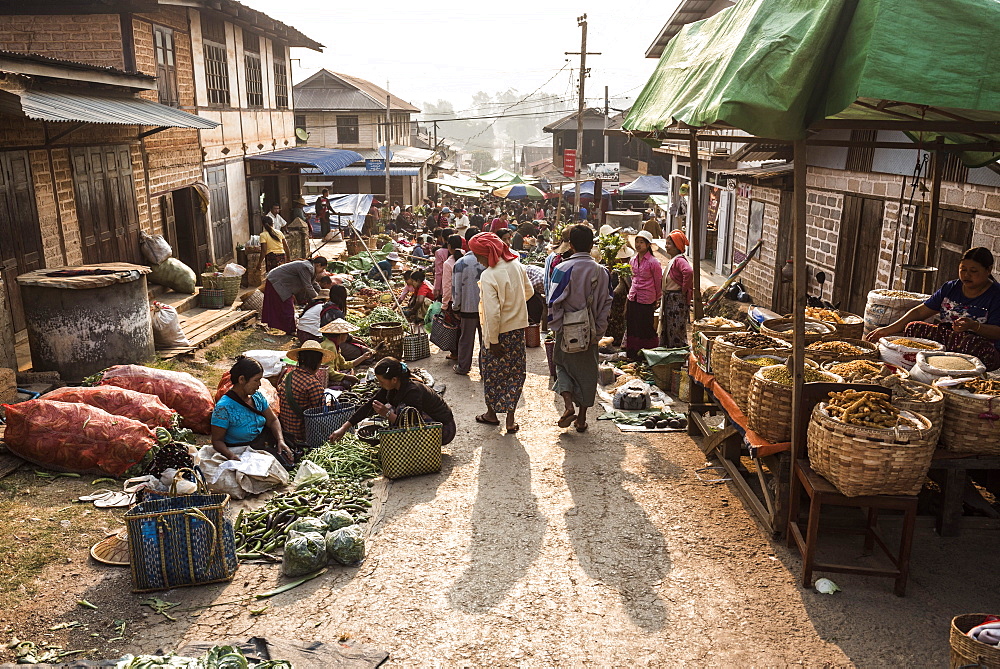 Fruit and vegetable market at Pindaya, Shan State, Myanmar (Burma)