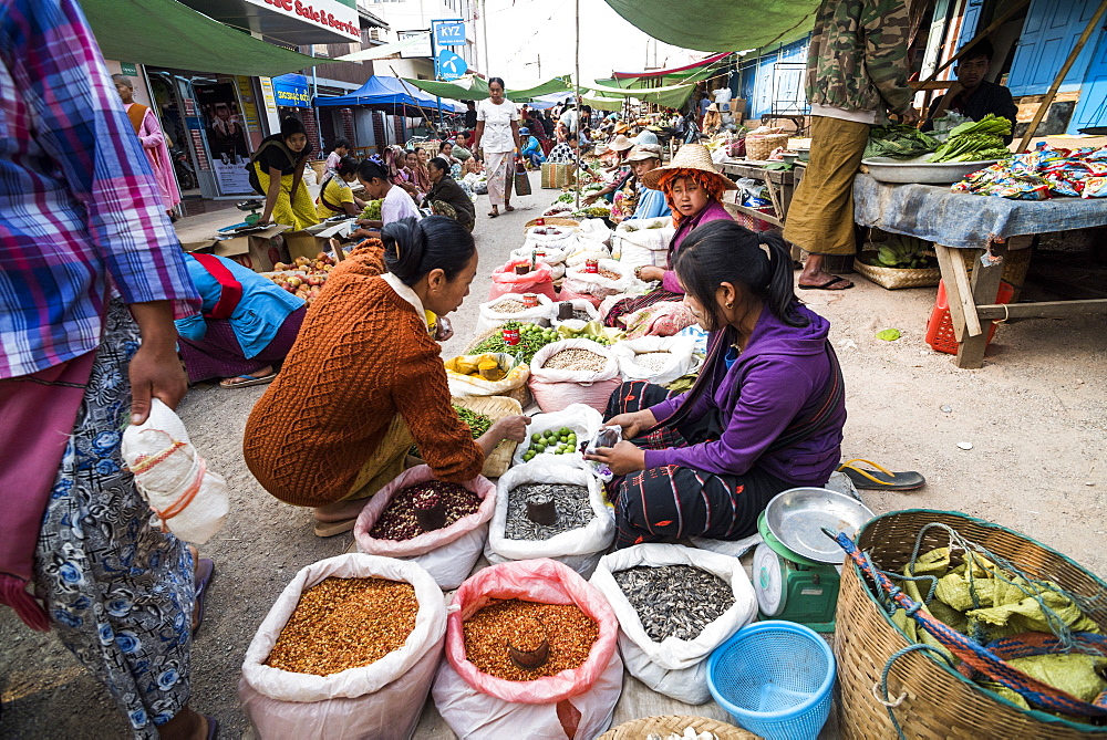 Fruit and vegetable market at Pindaya, Shan State, Myanmar (Burma)