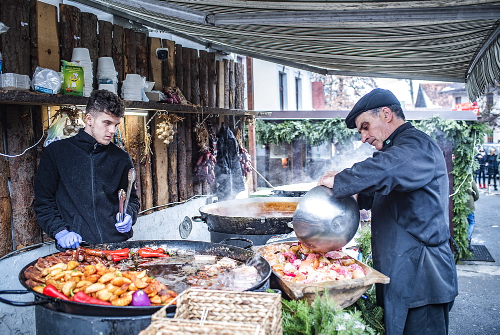 Traditional Romanian food in Bran market, Transylvania, Romania, Europe