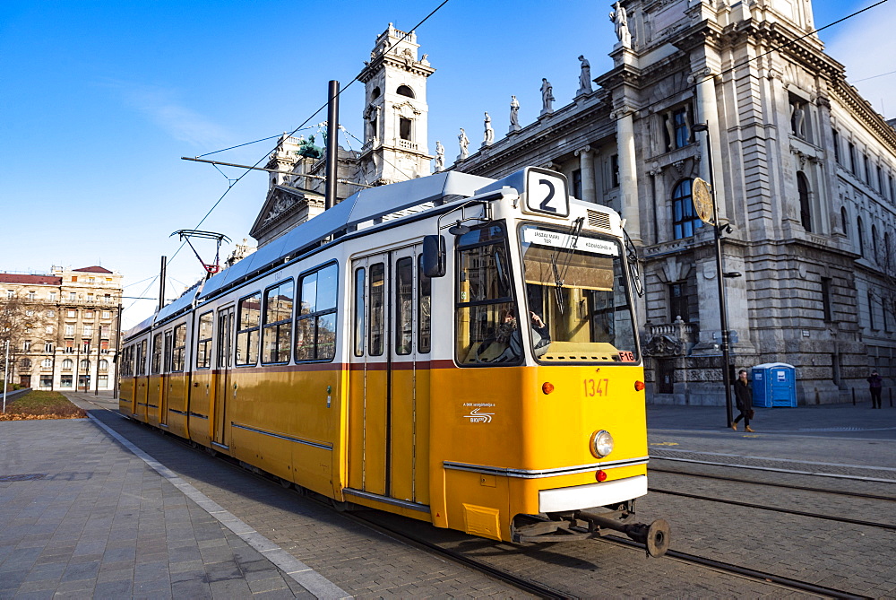 Tram, the main transport system in Budapest, Hungary, Europe