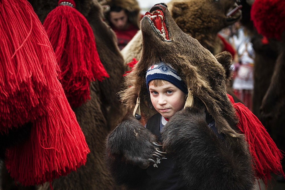 New Year Bear Dancing Festival, Comanesti, Moldova, Romania, Europe