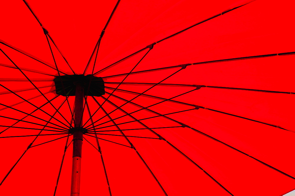 Red umbrella close up, Vientiane, Laos, Indochina, Southeast Asia, Asia