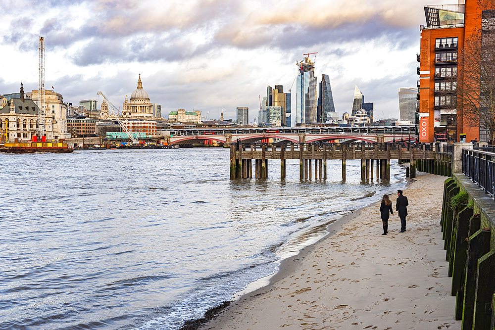 South Bank beach, Southwark, London, England, United Kingdom, Europe