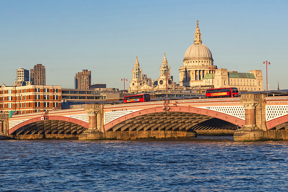 St. Pauls Cathedral and the River Thames, City of London, London, England, United Kingdom, Europe