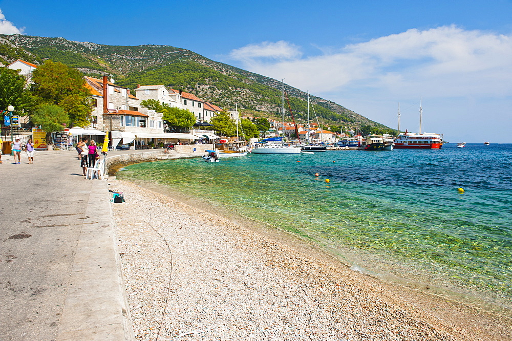 Bol Town and the crystal clear Adriatic Sea, Brac Island, Dalmatian Coast, Croatia, Europe 