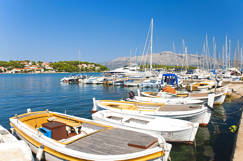 Lumbarda Harbour, Korcula Island, Dalmatian Coast, Adriatic, Croatia, Europe 