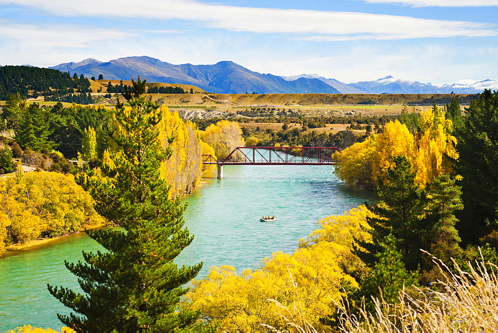 Tourists white water rafting on the River Clutha, Wanaka, Southern Lakes, Otago Region, South Island, New Zealand, Pacific