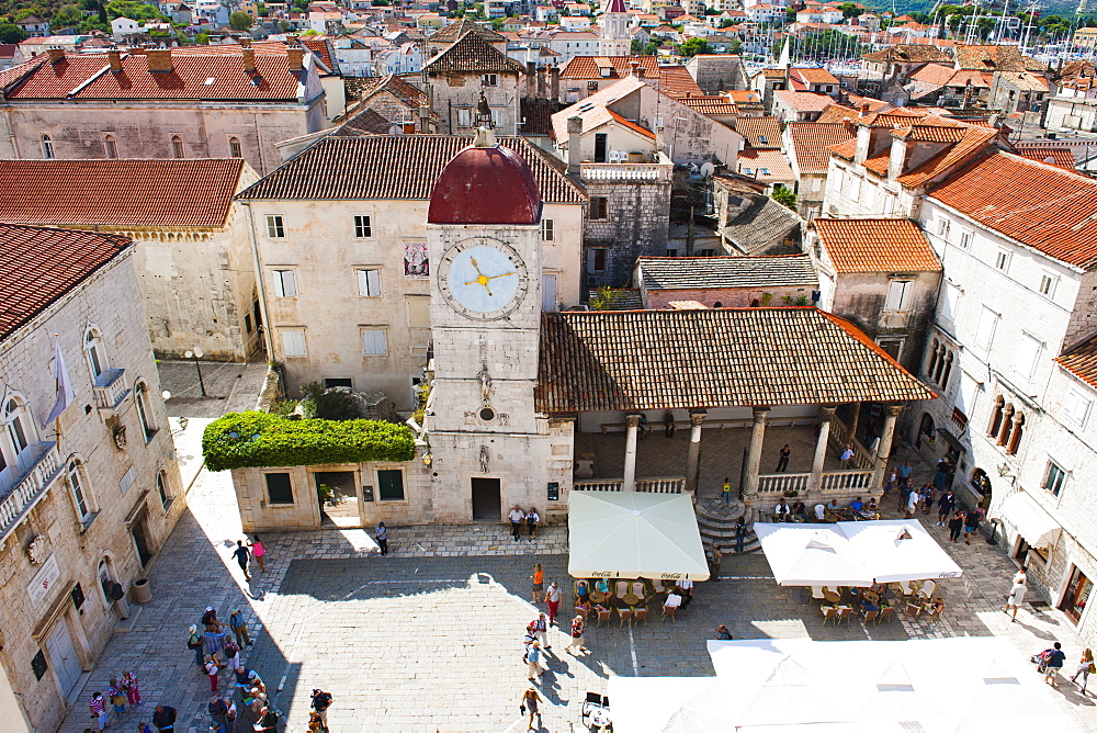 Loggia and St. Lawrence Square viewed from the Cathedral of St. Lawrence, Trogir, UNESCO World Heritage Site, Dalmatian Coast, Croatia, Europe 