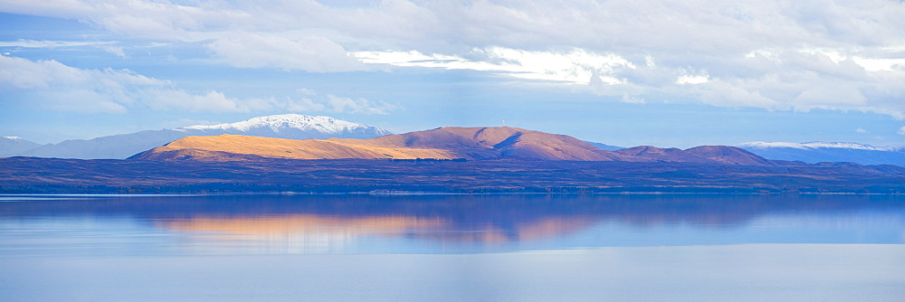 Mountain reflections at sunset, South Island, New Zealand, Pacific 