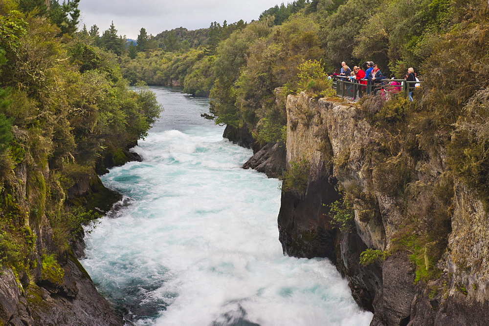 Tourists visiting Huka Falls, Taupo, Waikato Region, North Island, New Zealand, Pacific 