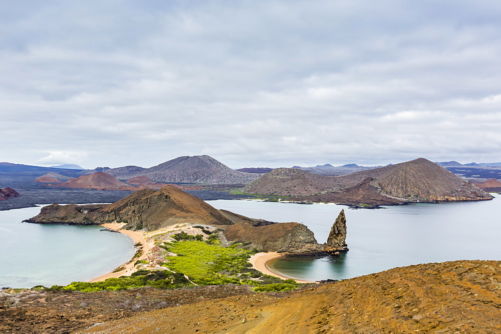 Pinnacle Rock on Bartolome Island, off Santiago Island, Galapagos Islands Group, UNESCO World Heritage Site, Ecuador, South America 