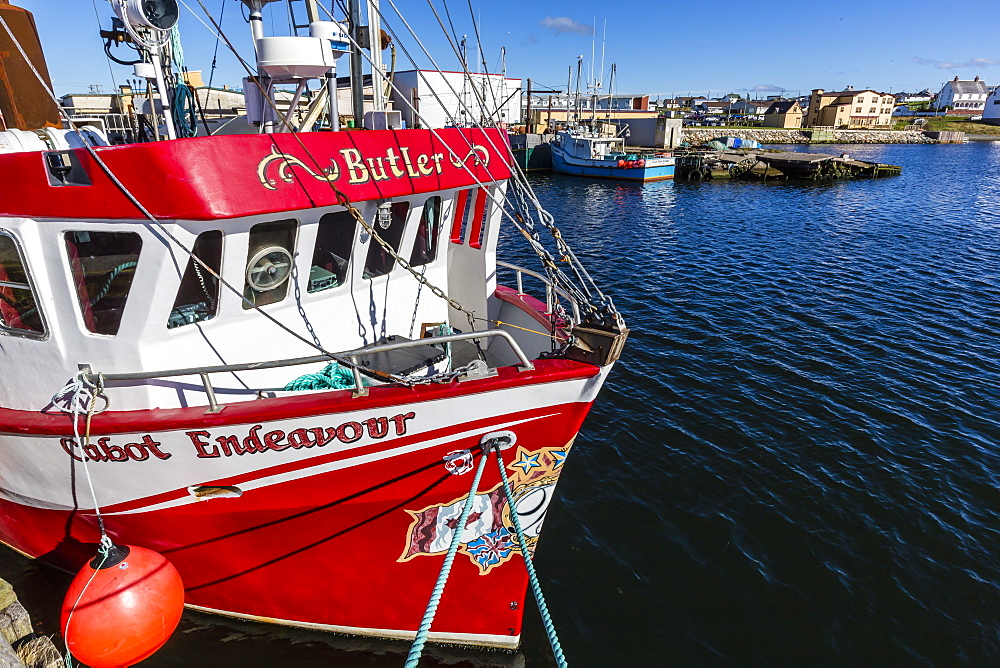 Fishing vessels inside the harbor at Bonavista, Newfoundland, Canada, North America